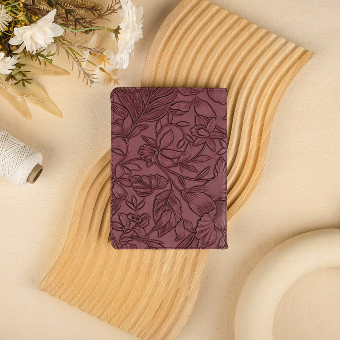 Floral Leather Kindle Case - Garnet