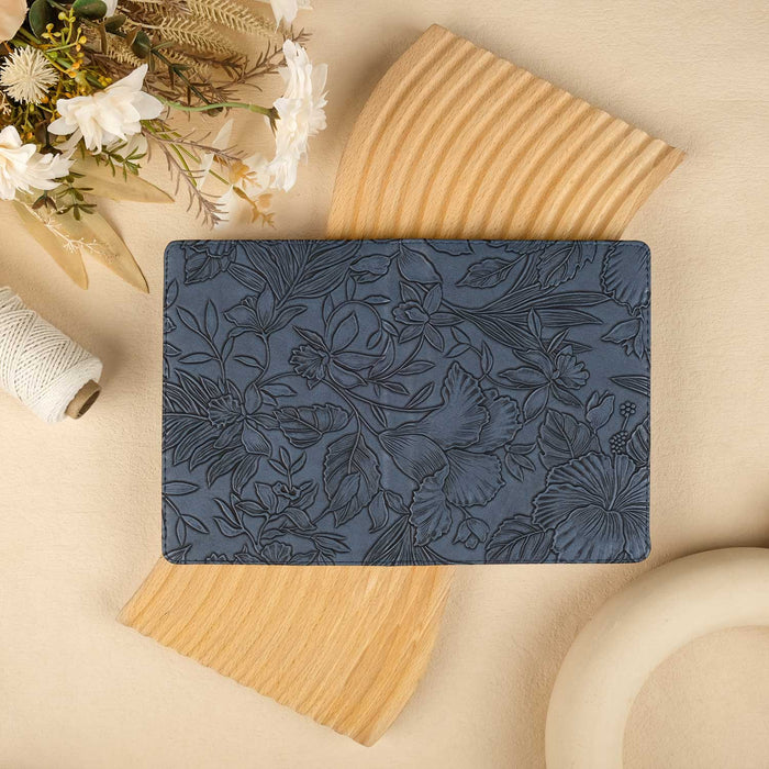 Floral Leather Kindle Case - Navy