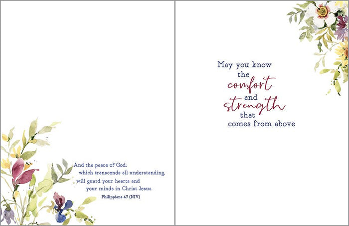 GINA B DESIGNS With Scripture Sympathy Greeting Card - Yellow/purple flower