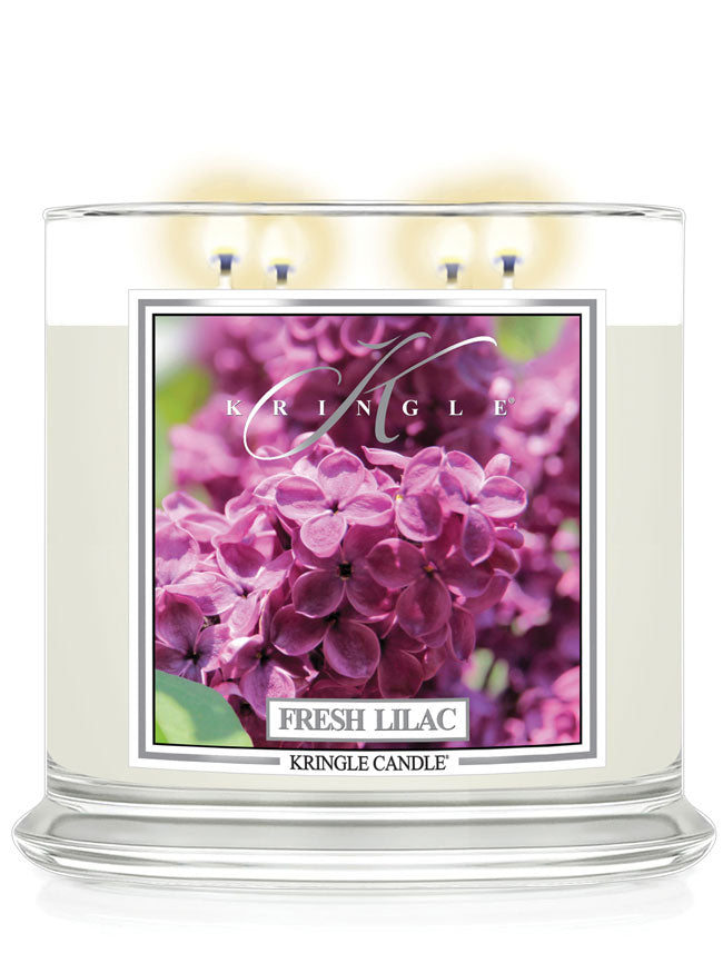 Fresh Lilac Scented 4-wick Candle Lit — Kringle Candle