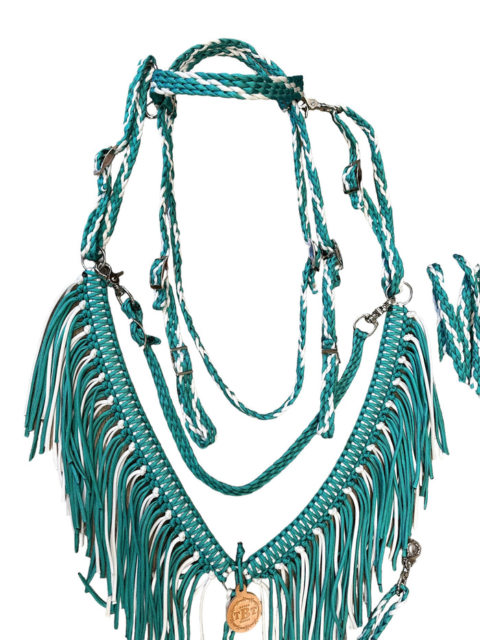 Fringe horse tack set,  (fringe breast collar, wither strap, reins, and bridle)