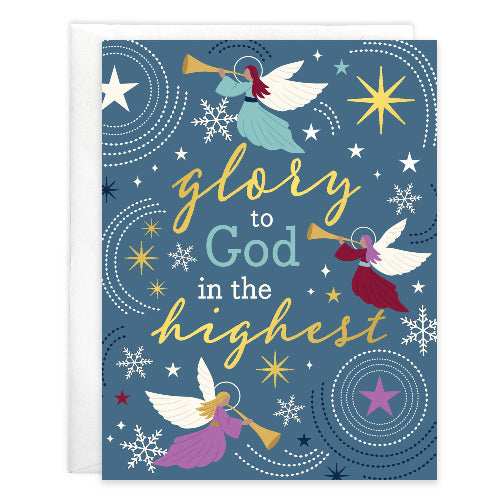GINA B DESIGNS Clear Pack/10 Box/Pack Scripture Christmas Card - Glorious Angels