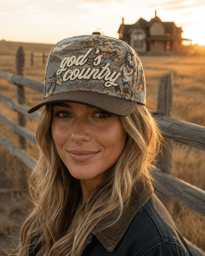 God's Country Scenic Embroidered Trucker Hat