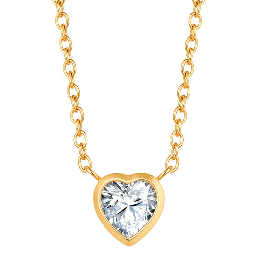 Goldene Herz-Kette mit Zirkonia-Stein