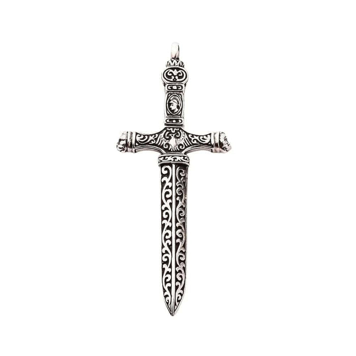 A medieval-style sword pendant in gothic design, made from 925 sterling silver.
