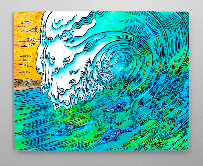 Green Wave Aluminum Wall Art