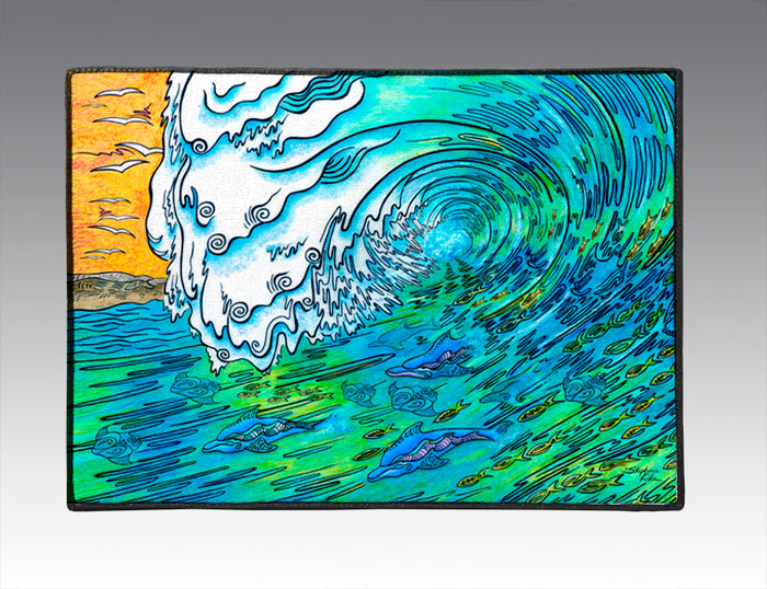 Green Wave Door Mat