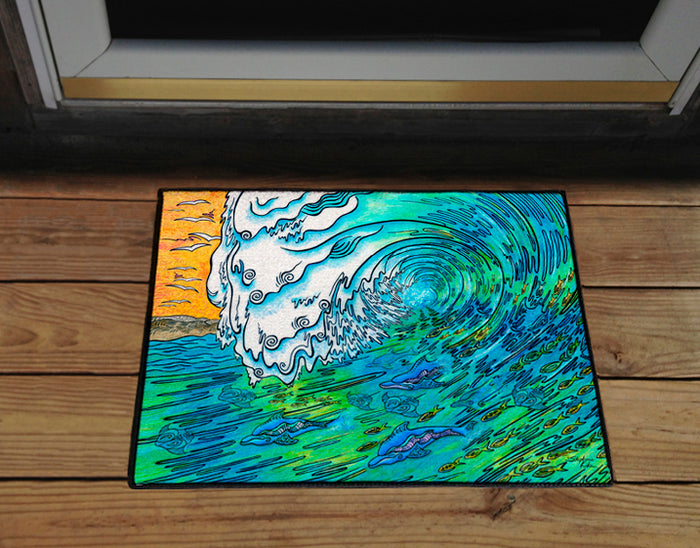 Green Wave Door Mat
