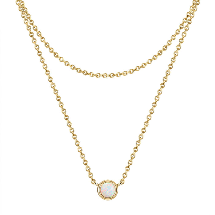 Hals Kette zweireihig gold Opal (synth.)