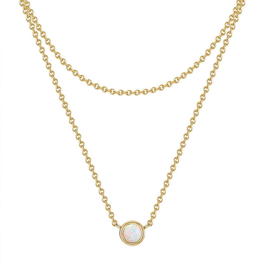 Hals Kette zweireihig gold Opal (synth.)