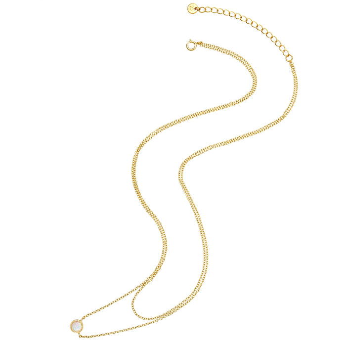 Hals Kette zweireihig gold Opal (synth.)