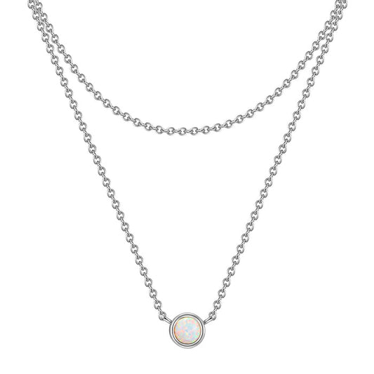 Hals Kette zweireihig Opal (synth.)