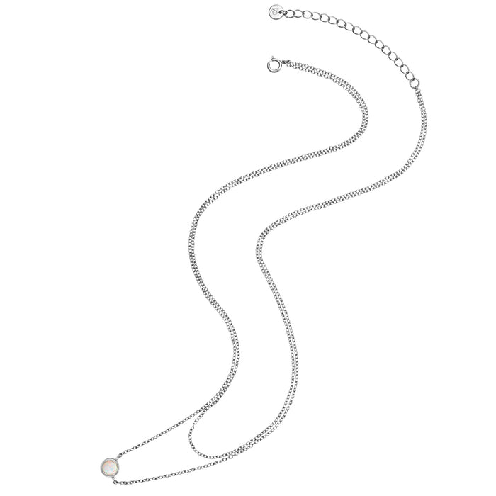 Hals Kette zweireihig Opal (synth.)