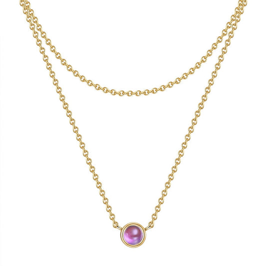 Halskette gold Amethyst zweireihig