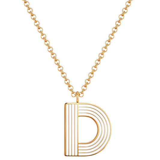 Halskette White Letters D gold