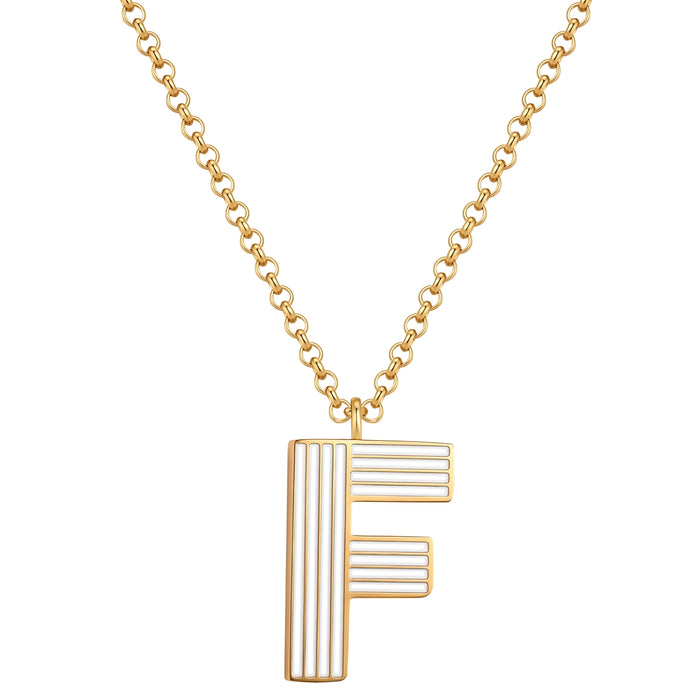 Halskette White Letters F gold