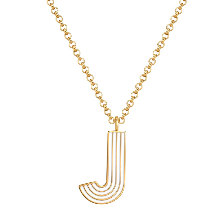 Halskette White Letters J gold