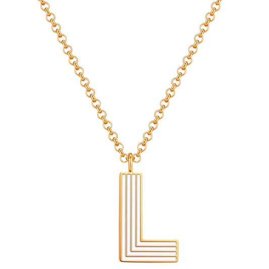 Halskette White Letters L gold