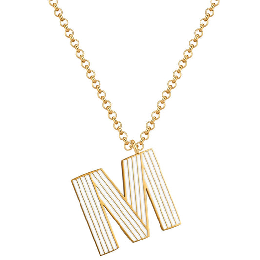 Halskette White Letters M gold