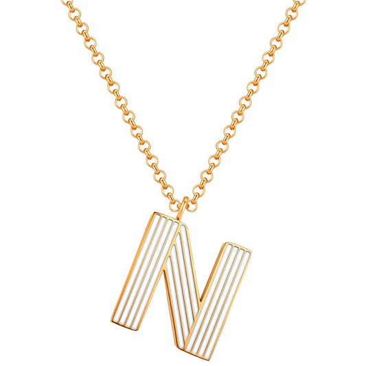 Halskette White Letters N gold
