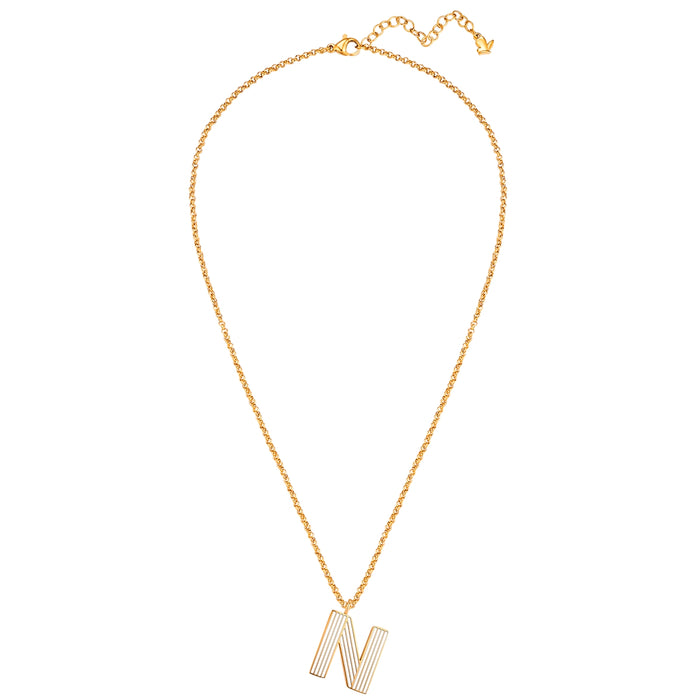 Halskette White Letters N gold