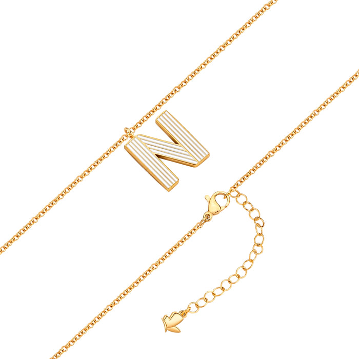 Halskette White Letters N gold