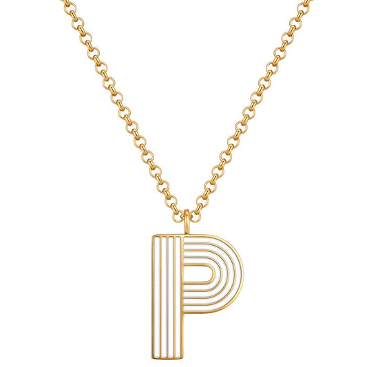 Halskette White Letters P gold