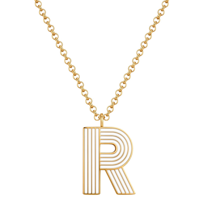 Halskette White Letters R gold