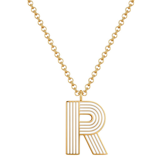 Halskette White Letters R gold