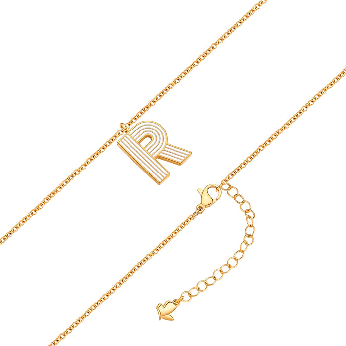 Halskette White Letters R gold