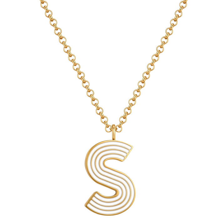 Halskette White Letters S gold
