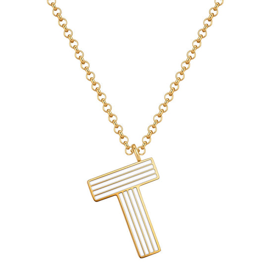 Halskette White Letters T gold