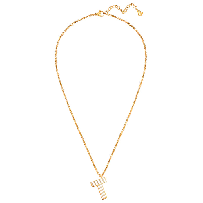Halskette White Letters T gold