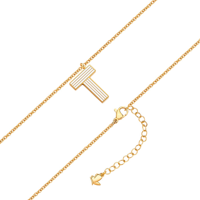 Halskette White Letters T gold