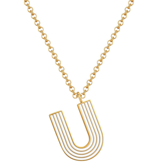 Halskette White Letters U gold