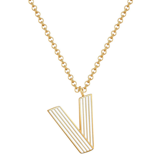 Halskette White Letters V gold