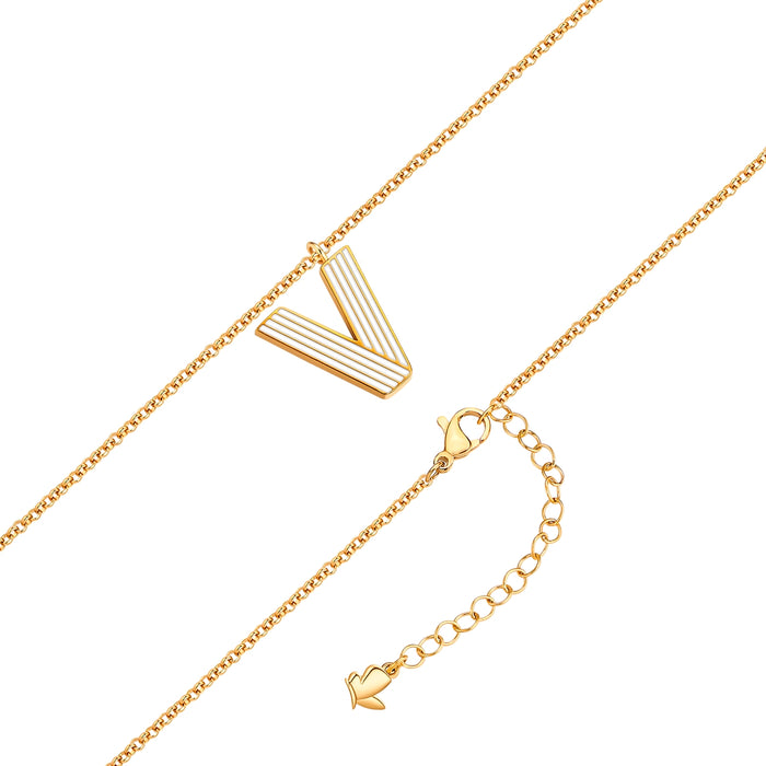 Halskette White Letters V gold