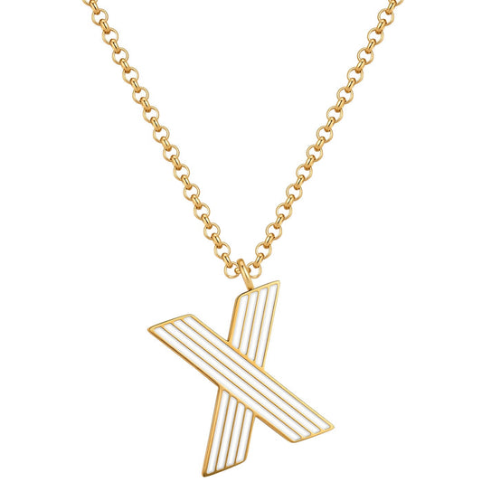 Halskette White Letters X gold