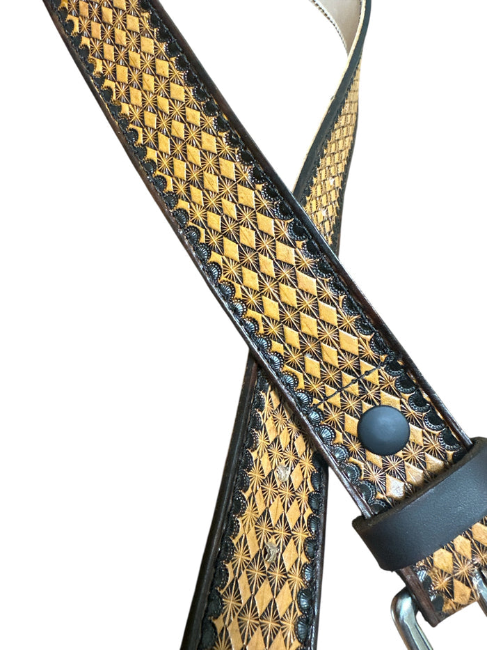 Hand tooled leather belt