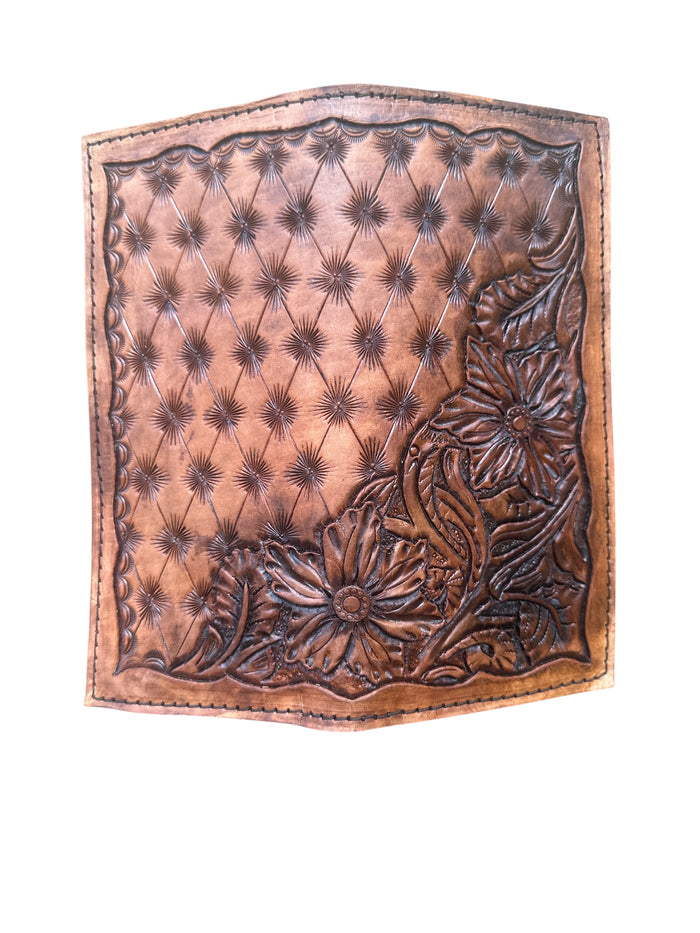 Hand tooled tally book.