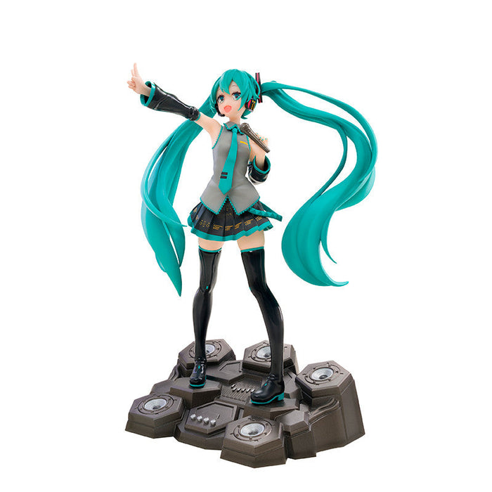 Figurine of a character with teal hair on a white background, Abystyle Studio branding visible.