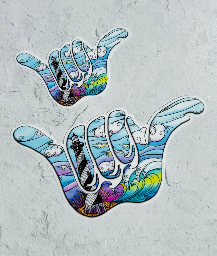 Hatteras Waves Shaka Sticker