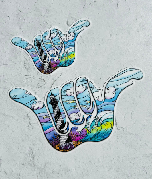 Hatteras Waves Shaka Sticker