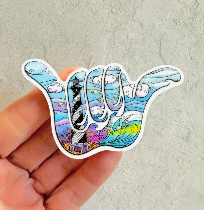 Hatteras Waves Shaka Sticker