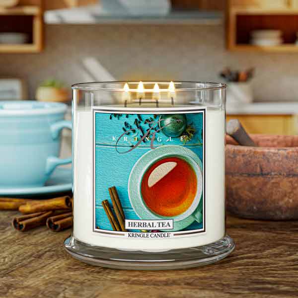 Kringle Candle Herbal Tea Scented Lit 4-wick candle
