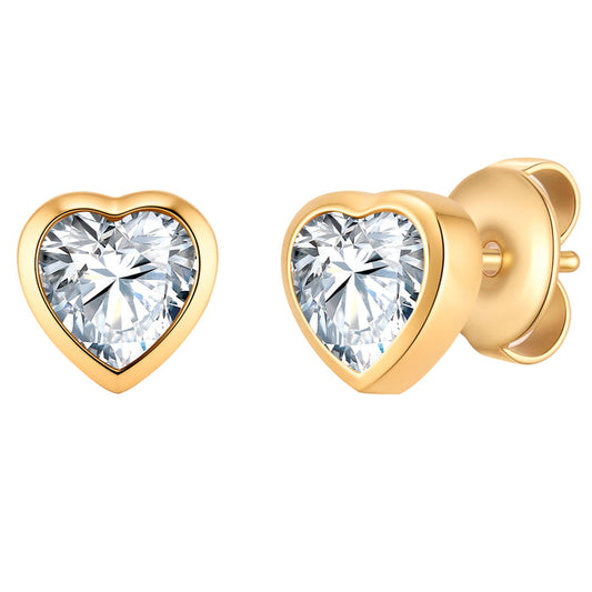 Herz-Ohrstecker gold mit Zirkonia