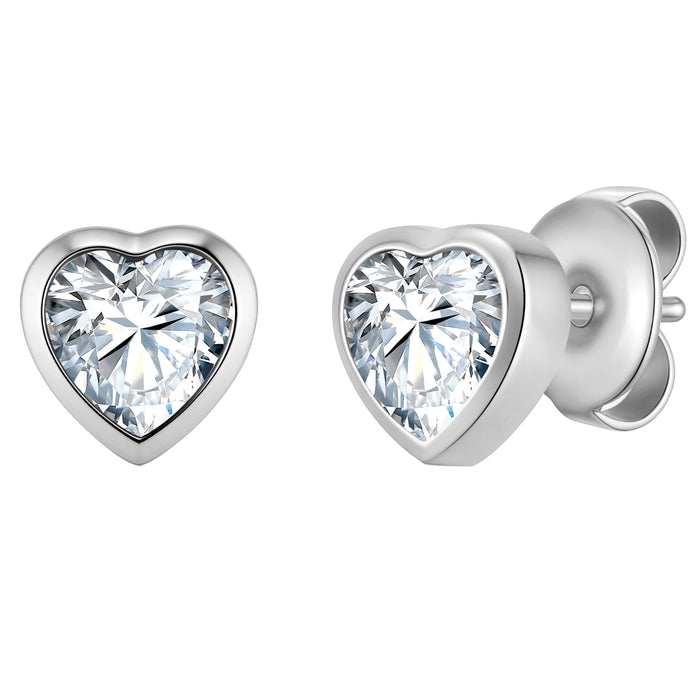 Herz-Ohrstecker mit Zirkonia