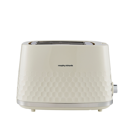 Cream toaster with honeycomb pattern on a white background