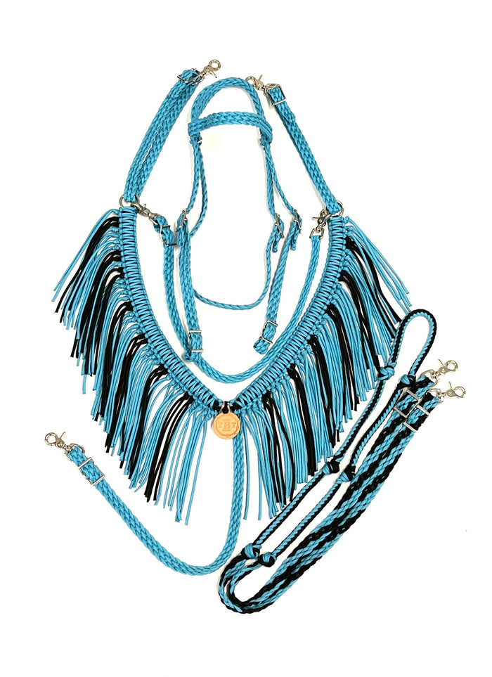 horse tack set,  (fringe breast collar, wither strap, reins, and bridle) - Tiffanys Braided Tack LLC