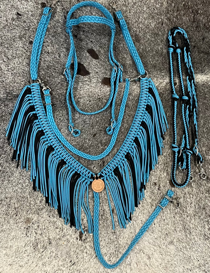 horse tack set,  (fringe breast collar, wither strap, reins, and bridle) - Tiffanys Braided Tack LLC